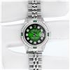 Image 4 : Rolex Ladies Stainless Steel Green Vignette Diamond & Emerald Datejust Wristwatch