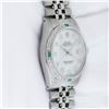 Image 4 : Rolex Men's Stainless Steel Diamond & Emerald Datejust Wristwatch