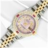 Image 2 : Rolex Ladies Two Tone Ice Pink Diamond & Ruby Datejust Wristwatch