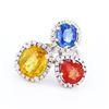 Image 2 : 6.95 ctw Multi-colored Sapphire and 0.38 ctw Diamond 14K White Gold Ring