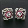 Antique Art Deco Platinum 3.57 ctw GIA European Diamond & Ruby Filigree Earrings