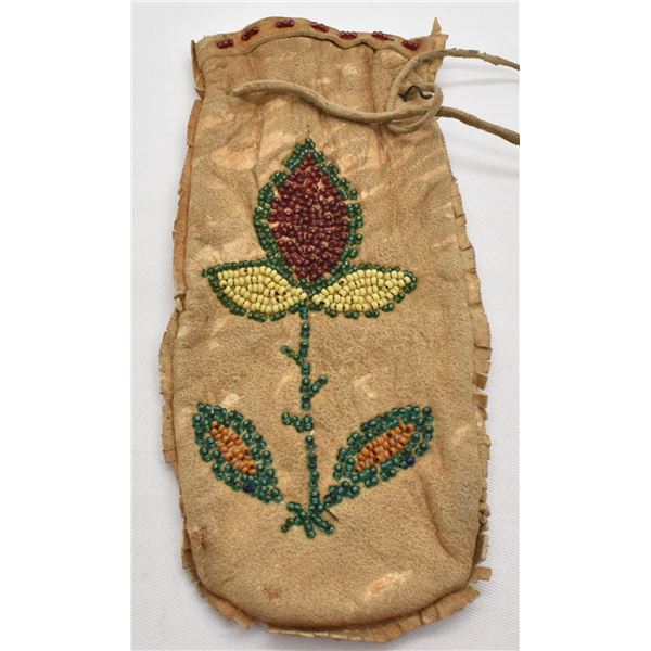 Antique Santee Sioux Beaded Leather Pouch