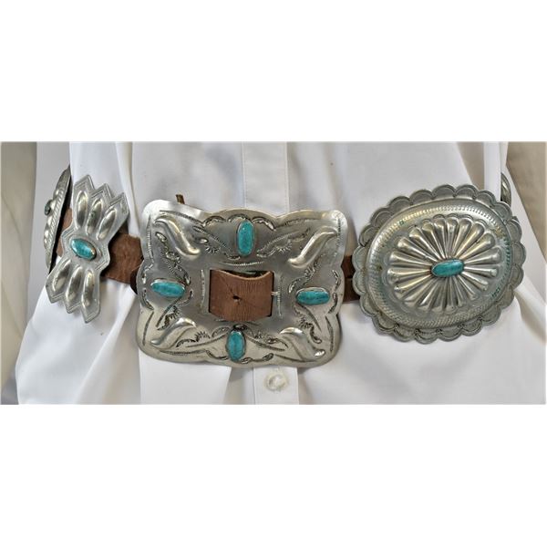 Large Navajo Nickel Silver Concho Belt