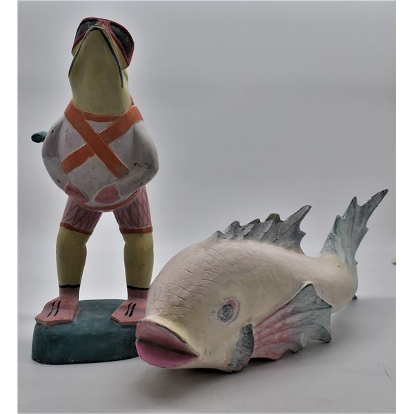 2 Ethnic Carved Wood Figures