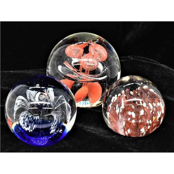 3 Hand Blown Paperweights