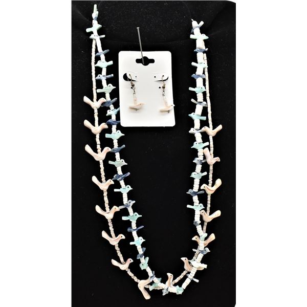 2 Navajo Bird Fetish Necklaces & 1 Pair Earrings
