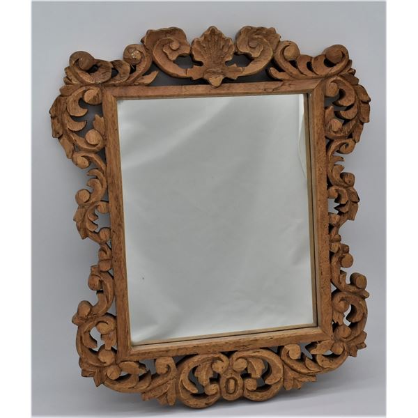Hand Carved Wood Wall Mirror