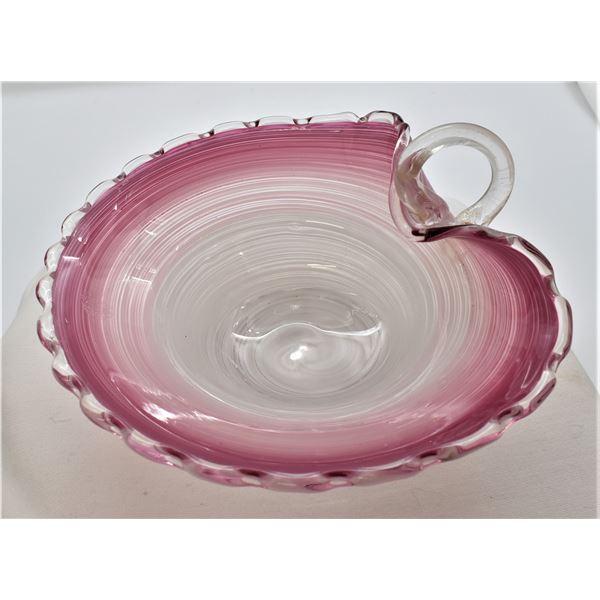 Hand Blown Ruffled Rim Glass Bowl