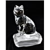 Image 1 : Lead Crystal Cat Figurine with Frosted Glass Base