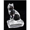 Image 5 : Lead Crystal Cat Figurine with Frosted Glass Base