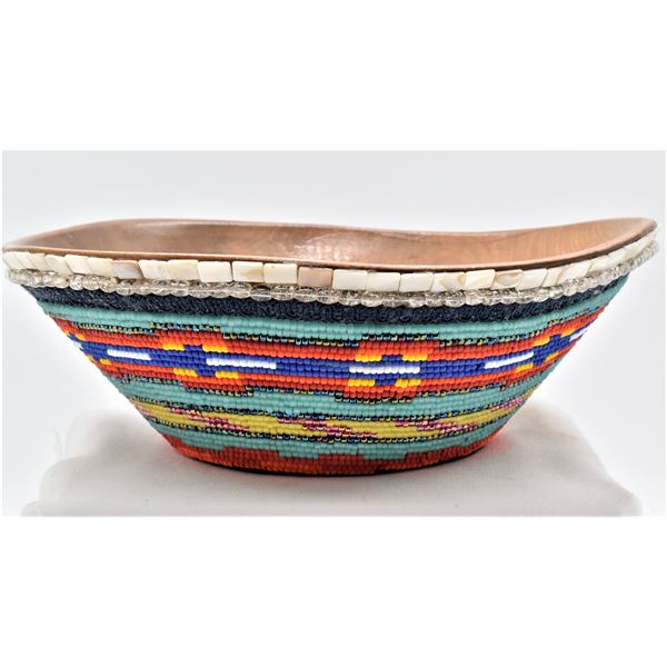 Hand Beaded Wood Bowl by Kathy Kills Thunder