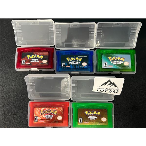 Lot of 5 Pokemon Gameboy Games (Ruby, Sapphire, Emerald, Fire Red, & Leaf Green)