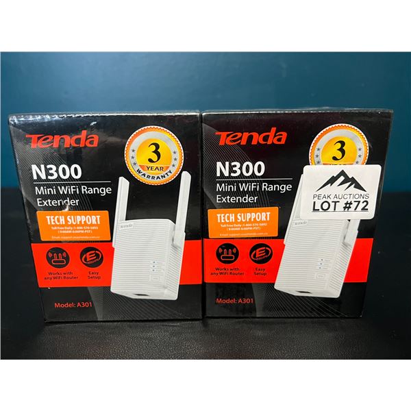 Lot of 2 Tenda N300 Mini WiFi Range Extenders