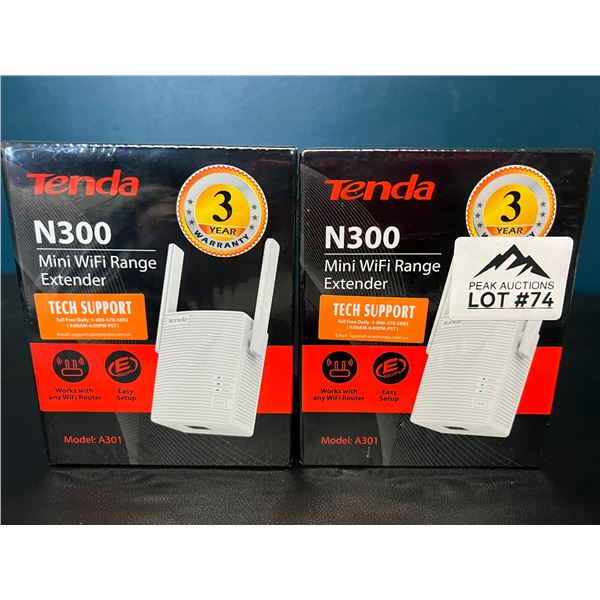 Lot of 2 Tenda N300 Mini WiFi Range Extenders