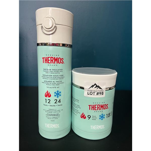 Lot of 1 Thermos Brand Double-Wall/Insulated Drink Bottle & 1 Food Jar