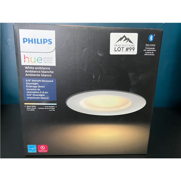 Lot of 1 Philips Hue 5/6" Retrofit Recessed Downlight w/ App Control