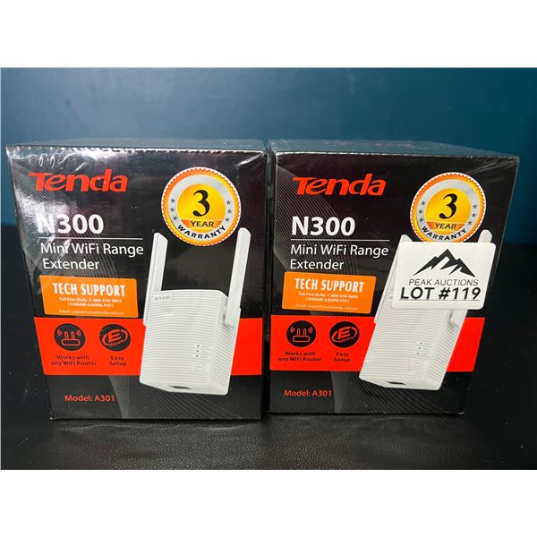 Lot of 2 Tenda N300 Mini WiFi Range Extenders