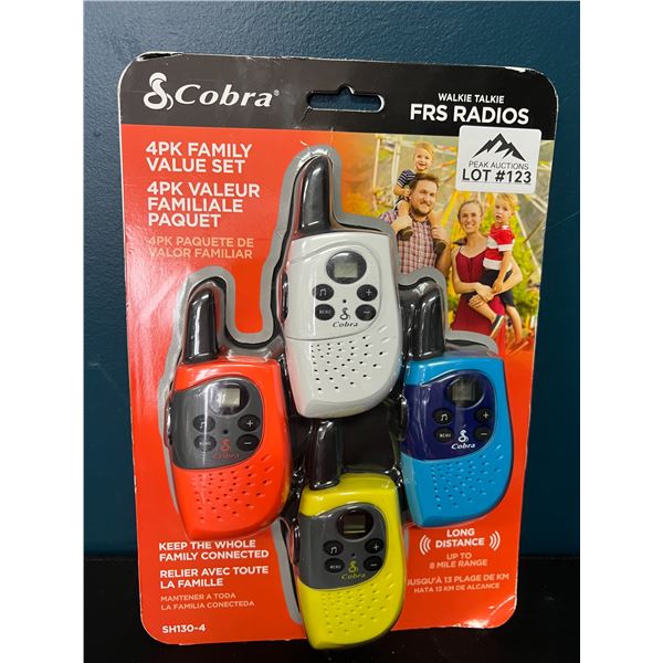 Lot of 1 Cobra 4Pack Walkie Talkie FRS Radios
