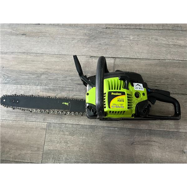 Lot of 1 Poulan P3816 Gas Chain Saw (*Used)
