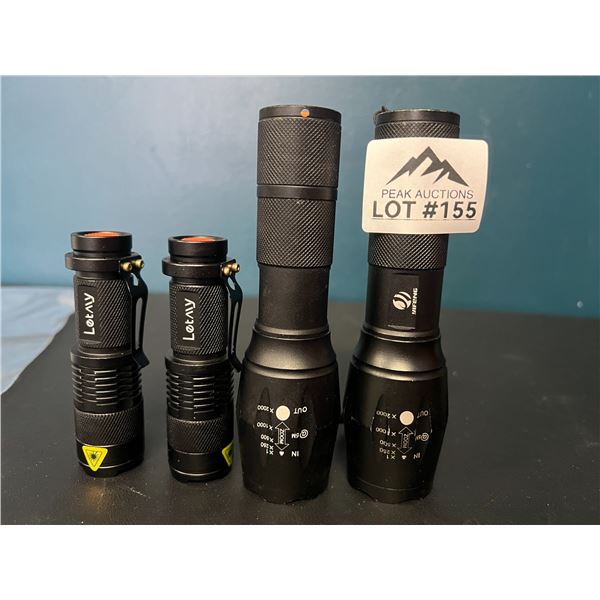 Lot of 4 Assorted Tactical Flashlights