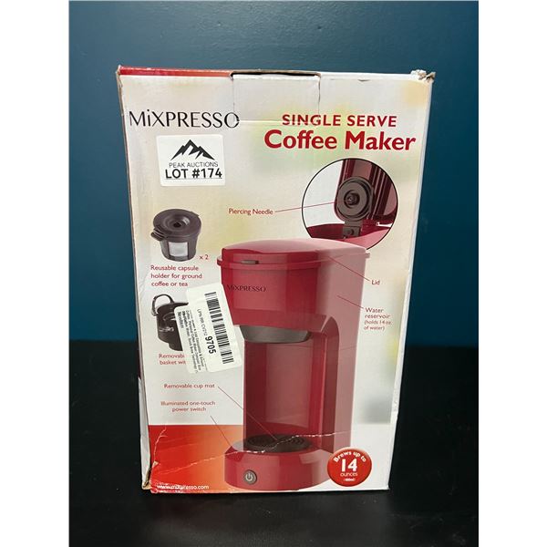 Lot of 1 Mixpresso Single Serve Coffee Maker
