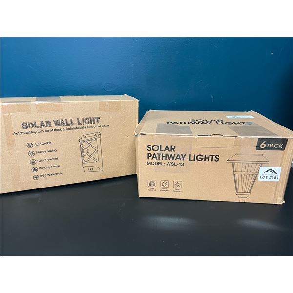 Lot of Assorted Solar Lights for Lawn & Garden (Wall Light & Pathway Light Multi-Pack)