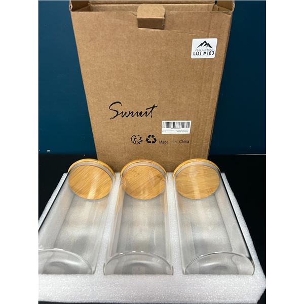 Lot of 1 Set of 3 Airtight Glass Canister Jars