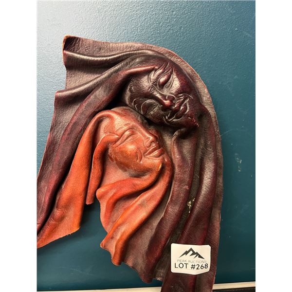Lot of 1 Leather Face Mask Wall Art Piece - Signed