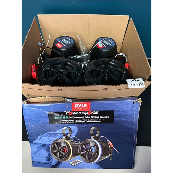 Lot of 4 PYLE PowerSports 4" Waterproof Rated Off-Road Speakers w/ RGB Lights (800Watts pair)