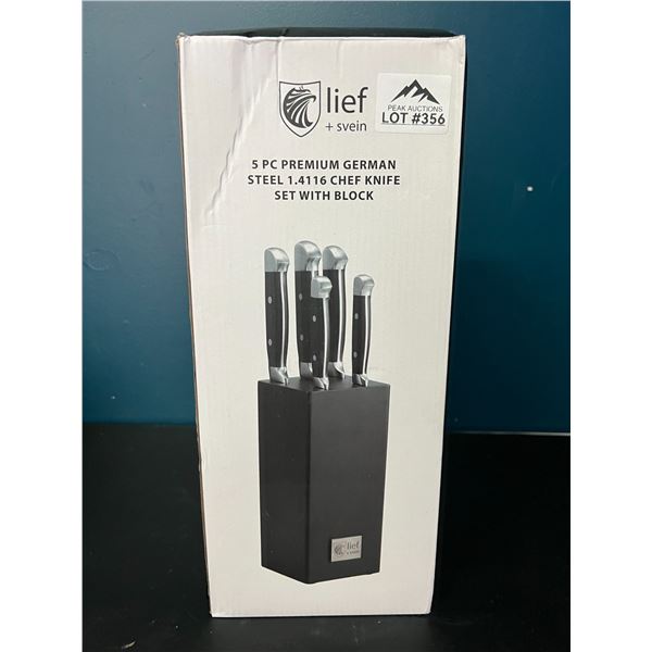 Lot of 1 5PC Premium German Steel Kitchen Knife Block Set