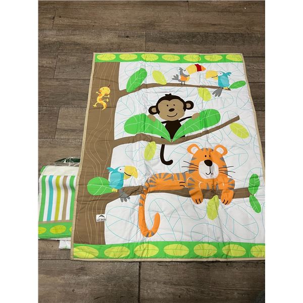 Lot of 1 Baby Crib Quilt Set w/ Sheet (Jungle Themed)