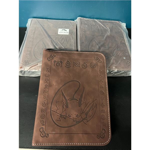 Lot of 3 Pokemon Leather 4-Pocket Premium Card Binders