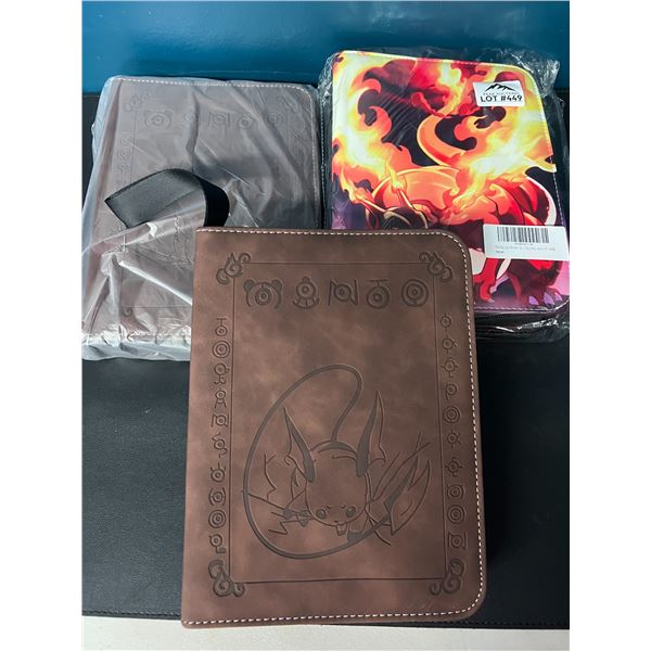 Lot of 3 Pokemon Leather 4-Pocket Premium Card Binders