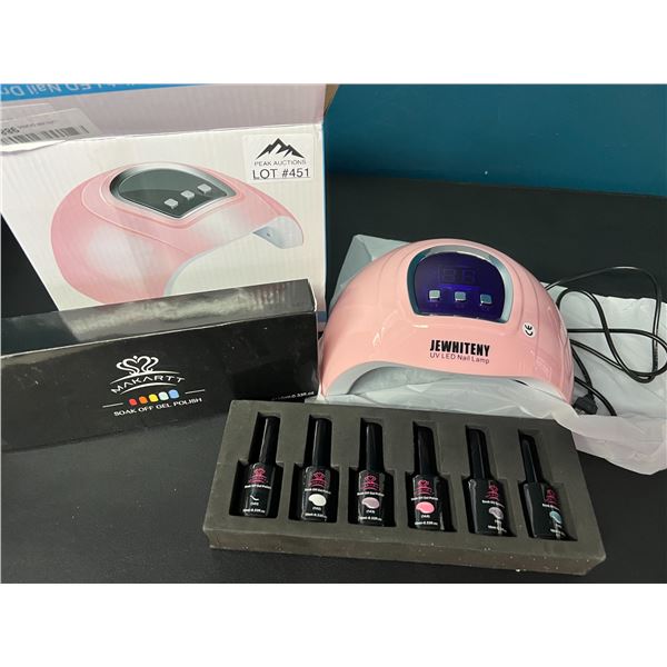 Lot of 1 Pink UV Nail Lamp & 6pc Gel Nail Polish Set