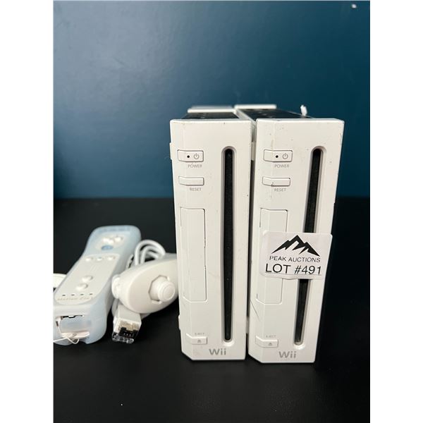 Lot of 2 Nintendo Wii Consoles (*Used) w/ Controller & Nunchuk