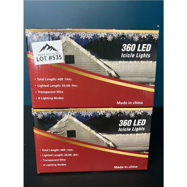 Lot of 2 LED Icicle Outdoor Christmas Lights - 46FT each