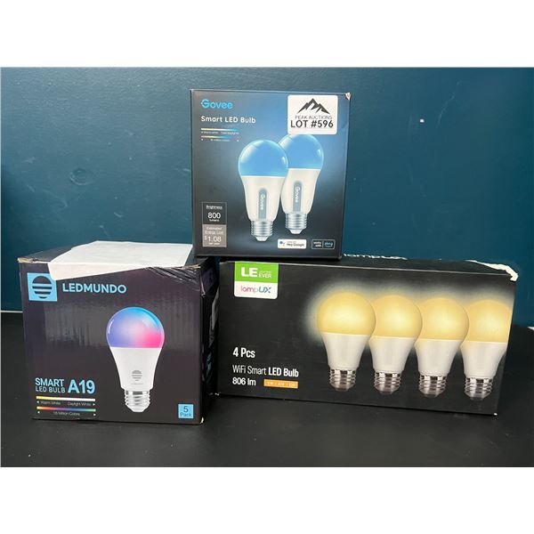 Lot of 3 Multi-Packs of Smart WiFi LED Bulbs (10 bulbs total)