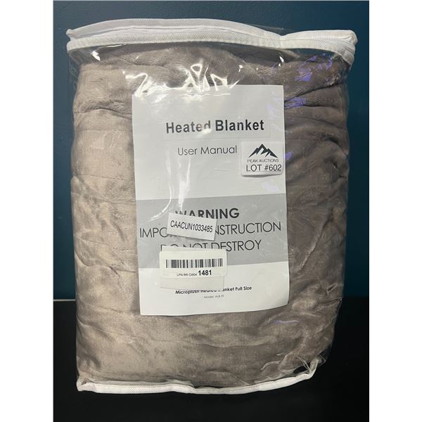 Lot of 1 Full Size Microplush Heated Blanket - Grey