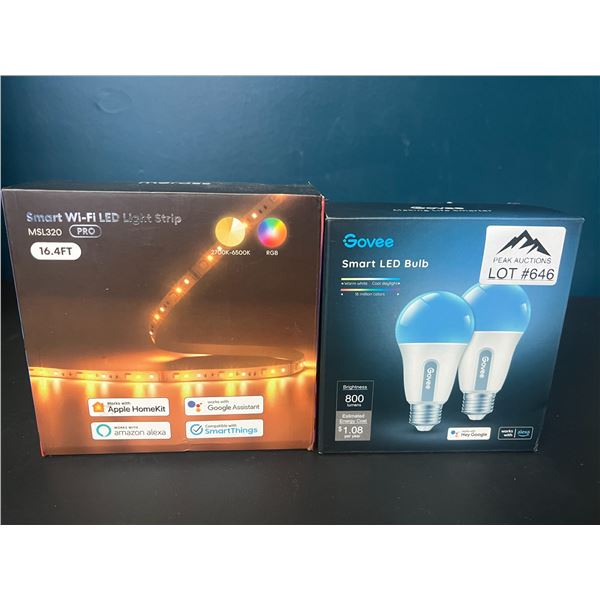Lot of 1 2pack of Smart LED Bulbs & 1 Smart LED Light Strip (16.4FT)