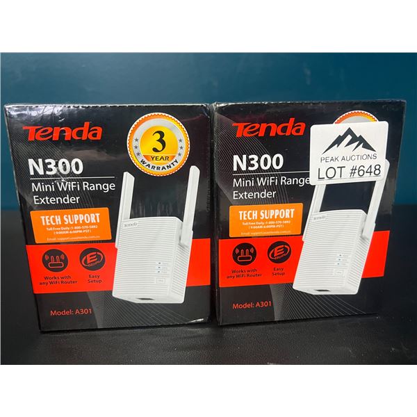 Lot of 2 Tenda N300 Mini WiFi Range Extenders