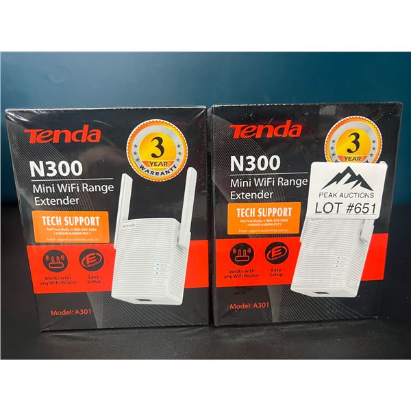 Lot of 2 Tenda N300 Mini WiFi Range Extenders