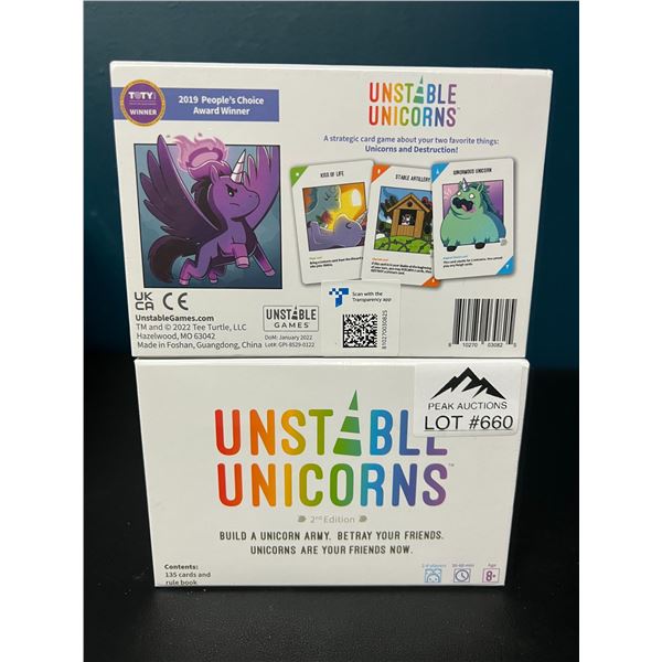 Lot of 2 Unstable Unicorns Card Games