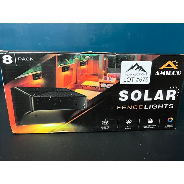 Lot of 1 8pack of Solar Fence Lights w/ 7-Colour Changing Lights