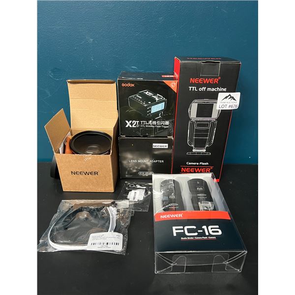 Lot of Assorted Camera Flashes/Lens Adapters