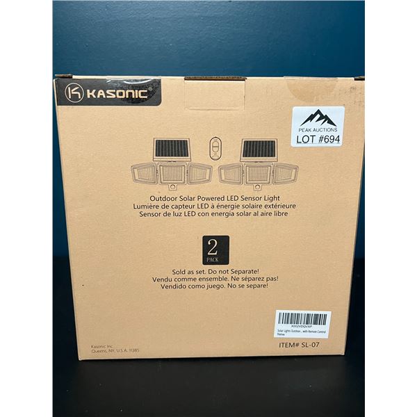 Lot of Kasonic Outdoor LED Solar Powered Sensor Lights (2 PACK)