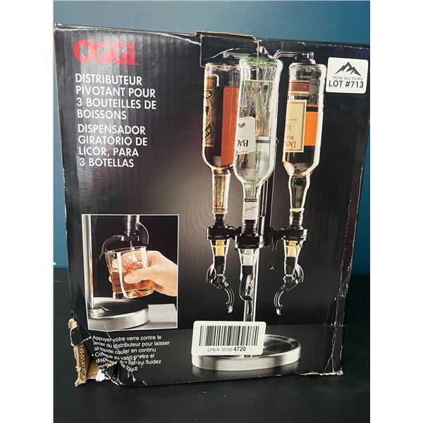 Lot of 1 Oggi 3 Bottle Revolving Liquor Dispenser