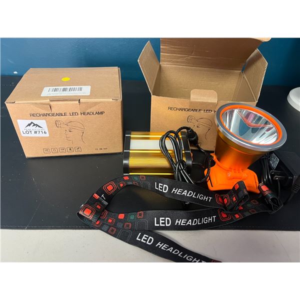 Lot of 2 Rechargeable LED Head Lamps