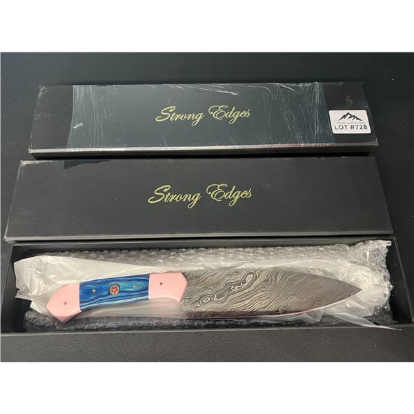 Lot of 2 Pink Chef/Steel Kitchen Knives