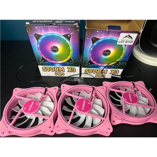 Lot of Storm X3 Pro RGB Music Sync Gaming Cooling Fans for PC (Pink) - 3pcs per box