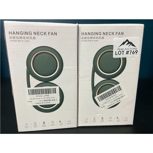 Lot of 2 Wearable/Portable Hanging Neck Fans
